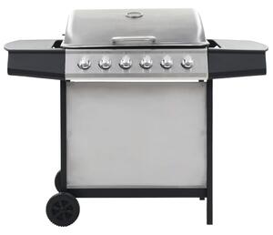 VidaXL Barbecue a gas a 6 fiamme in acciaio inox argento