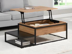 Tavolino con ripiano sollevabile MDF e Metallo Naturale e Nero - LUTESA