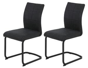 Hela Tische, set di 2 sedie da pranzo a sbalzo PIA - rivestimento in microfibra antracite - struttura in metallo a tubo quadrato verniciato a polvere - portata 120kg