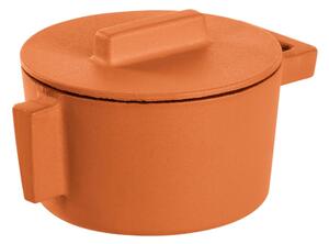MIni Casseruola due maniglie con coperchio in Ghisa Smaltata TERRACOTTO �10xh7,5 cm -0,31 lt.- Peso 1,18 kg , Terra.Cotto curry