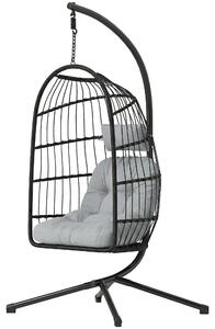 Poltrona sospesa Outsunny con struttura pieghevole, cesto sospeso in polyrattan con cuscini