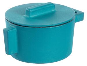 MIni Casseruola due maniglie con coperchio in Ghisa Smaltata TERRACOTTO �10xh7,5 cm -0,31 lt.- Peso 1,18 kg , Terra.Cotto anice