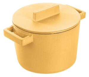 MIni Casseruola due maniglie con coperchio in Ghisa Smaltata TERRACOTTO �16xh13 cm -1.7 lt.- Peso 3,18 kg , Terra.Cotto vaniglia
