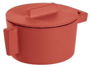MIni Casseruola due maniglie con coperchio in Ghisa Smaltata TERRACOTTO �10xh7,5 cm -0,31 lt.- Peso 1,18 kg , Terra.Cotto paprica
