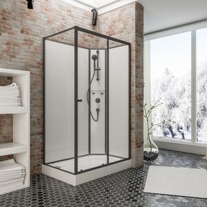 Cabina completa Schulte - Versione destra, 120 x 80 x 204 cm, vetro di sicurezza (ESG) trasparente chiaro, nero opaco