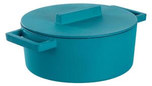 Casseruola Bassa due maniglie con coperchio in Ghisa Smaltata TERRACOTTO �24xh11,8 cm -3,0 lt.- Peso 5,69 kg , Terra.Cotto anice