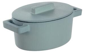 MIni Casseruola OVALE due maniglie con coperchio in Ghisa Smaltata TERRACOTTO 13x10xh7,2 cm -0,45 lt.- peso 1,35 kg , terra.cotto zenzero