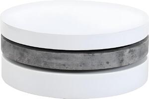 Tavolino rotondo - girevole - 1 ripiano - MDF - aspetto cemento e bianco - JANITA