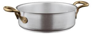 Casseruola bassa due Maniglie in Ottone 1965 Vintage �20xh7,5 cm � 2,5 lt -1,62 kg. fondo termo diffusore, corpo in acciaio Lavorazione Vintage