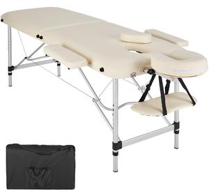 Tectake lettino da massaggio a 2 zone con imbottitura e telaio in alluminio - beige