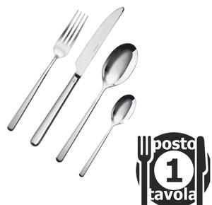 Posto tavola Posate Linear 4 pezzi monoblocco inox 18/10 set da 1 posto tavola in acciaio inox finitura inox lucido