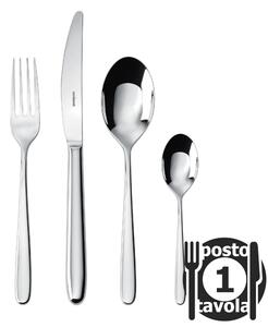 Posto tavola Posate Hannah 4 pezzi monoblocco inox 18/10 set da 1 posto tavola in acciaio inox finitura inox lucido