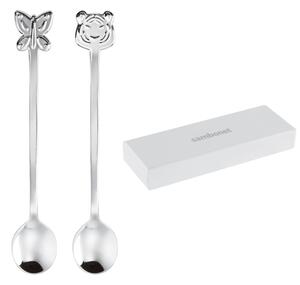 Cucchiaini party set 2 pezzi in acciaio 18.10 126 mm inox lucido in confezione bomboniera