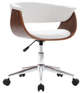 VidaXL Sedia da ufficio girevole bianca in legno curvato e Pelle finta
