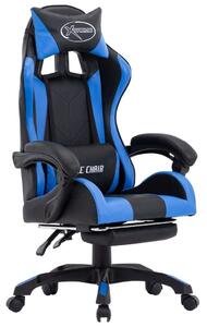 Sedia da gioco con poggiapiedi Ecopelle blu e nera