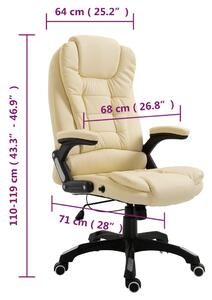 VidaXL Sedia da ufficio in Pelle finta crema