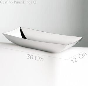 Cestino Pane Rettangolare in acciaio 18/10 Cm 24x12 cm - peso 0,53 kg Linea Q Inox finitura lucida a specchio