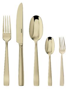 Servizio Posate in acciaio inox 18/10 PVD Finitura Oro 24 Pezzi Monoblocco Flat 6 posti tavola, Champagne