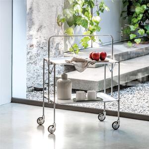 Carrello Portavivande Salvaspazio richiudibile in soli 6 cm SELECT 64x42xh82cm Struttura Inox Lucido , ripiani in formica bianca