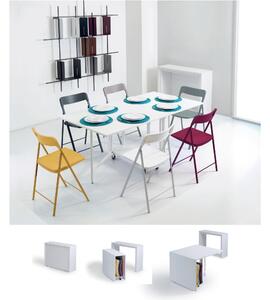 Consolle, pi� tavolo Archimede chiudibile con 6 sedie Papillon, apribile anche a met� dimensioni aperto 170x90xh73 cm