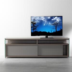 Mobile Porta TV aperto in legno 140x39x48h cm colore Olmo Tranch� fianchi in vetro trasparente