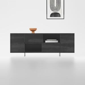 Madia Mobile porta-TV con struttura realizzata in laminato Ecologico MADISON spessore 180x45x h65 cm ante e scorrevoli da 18 mm colore Nero Carbone