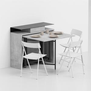 Tavolo chiudibile con portasedie, 6 Sedie e Consolle 172x92x73h Archimede richiudibile in 34 centimetri cemento con 6 sedie Bianche prodotto consegnato Montato