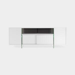 Mobile porta-TV con struttura realizzata in laminato Ecologico MOVIE spessore 180x45x h65 cm ante e scorrevoli da 18 mm colore bianco opaco