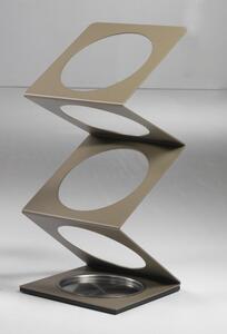 Portaombrelli Molla in acciaio verniciato 25x25xh56 cm con vaschetta salvagocce in acciaio inox Tortora