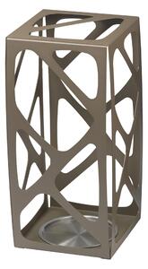 Portaombrelli in acciaio Verniciato Basket 24x24xh53 cn con vaschetta inox salvagoccia Tortora sabl�