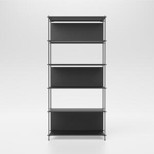 Libreria componibile MUSA da 90 cm fianco alto 202 90x38xh200 cm struttura Nero Sabl� ripiani Metallo Nero Sabl�
