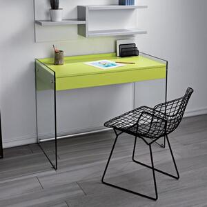 Scrivania portacomputer MYDESK Verde con struttura in vetro temperato da 10mm cassetto estraibile Mydesk