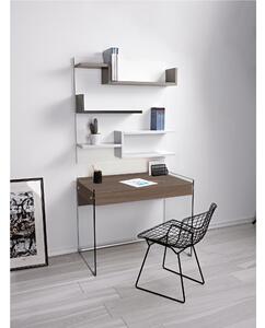 Scrivania portacomputer MYDESK Tortora con struttura in vetro temperato da 10mm cassetto estraibile Mydesk