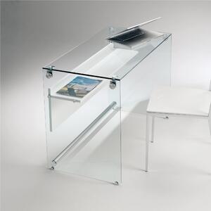 Computer Desk Professional Scrivania Porta Computer 100x55x74h cm ripiano in vetro temperato da 10 mm con frontale Bianco
