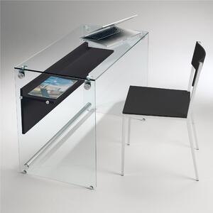 Scrivania Porta Computer 100x55x74h cm ripiano in vetro temperato da 10 mm con frontale Grigio Ardesia