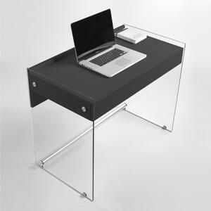Scrivania portacomputer 100x55xh73 cm MYDESK con cassetto estraibile Grigio Ardesia con struttura in vetro temperato da 10 mm