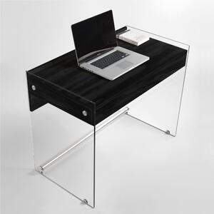 Scrivania portacomputer 100x55xh73 cm MYDESK con cassetto estraibile Nero Carbone con struttura in vetro temperato da 10 mm
