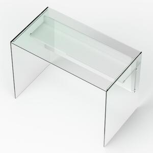 Scrivania Porta Computer SCRIBA 120x55x h74 cm ripiano in vetro temperato e frontale bianco opaco da 10 mm