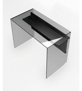 Scrivania Porta Computer SCRIBA 100x55x74h cm ripiano in vetro temperato FUME da 10 mm con spessore del piano in legno 18 cm frontale Nero Carbone