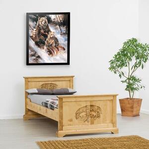 Letto rustico singolo con intagli a mano - LM-MC005A