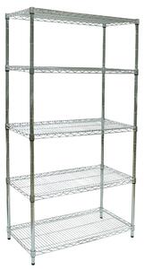 Scaffale cromato con 5 ripiani cromato in kit 45x60xh200 cm -peso 19 kg montante da 2,6 cm Cromo