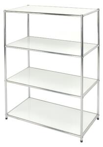 Libreria cromata 4 ripiani colore Bianco Easy 40x80xh120 cm montaggio facile piedini regolabili
