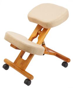 Sgabello Ergonomico in legno massello Dimensioni 44x 45-75 x H 61-73 cm Peso Kg 7 Dotato di ruote piroettanti colore legno bianco