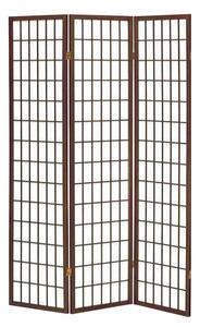 Paravento 3 ante noce 43,5x h178 cm in legno e carta di riso