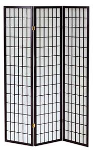 Paravento 3 ante nero 43,5x h178 cm in legno e carta di riso