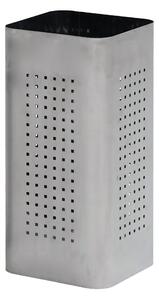 Portaombrelli Q Bin in acciaio inox AISI430 spazzolato 25x25xh50 cm con foro quadrato e vaschetta adatto per esterno