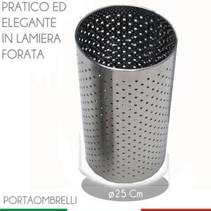 Portaombrelli Foro Quadrato �25xh50 cm - L24 MIDI in lamiera forata inox satinato adatto per l'esterno