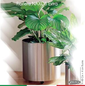 Fioriera con Ruote Naxos Extra diametro 50,5xh52 cm - L 94 in Acciaio Inox Aisi 430 inox Lucido