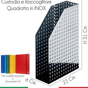 Raccoglitore Custodia Quadrotto 8x22xh31 cm in acciaio inox lucido