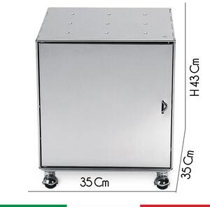 Comodino QBO22 Modulo Base Zincato 35x35xh43 con Anta Zincata e ruote
